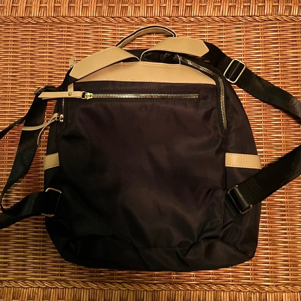 Lightweight Anti-theft Black & Khaki Quilted Backpack